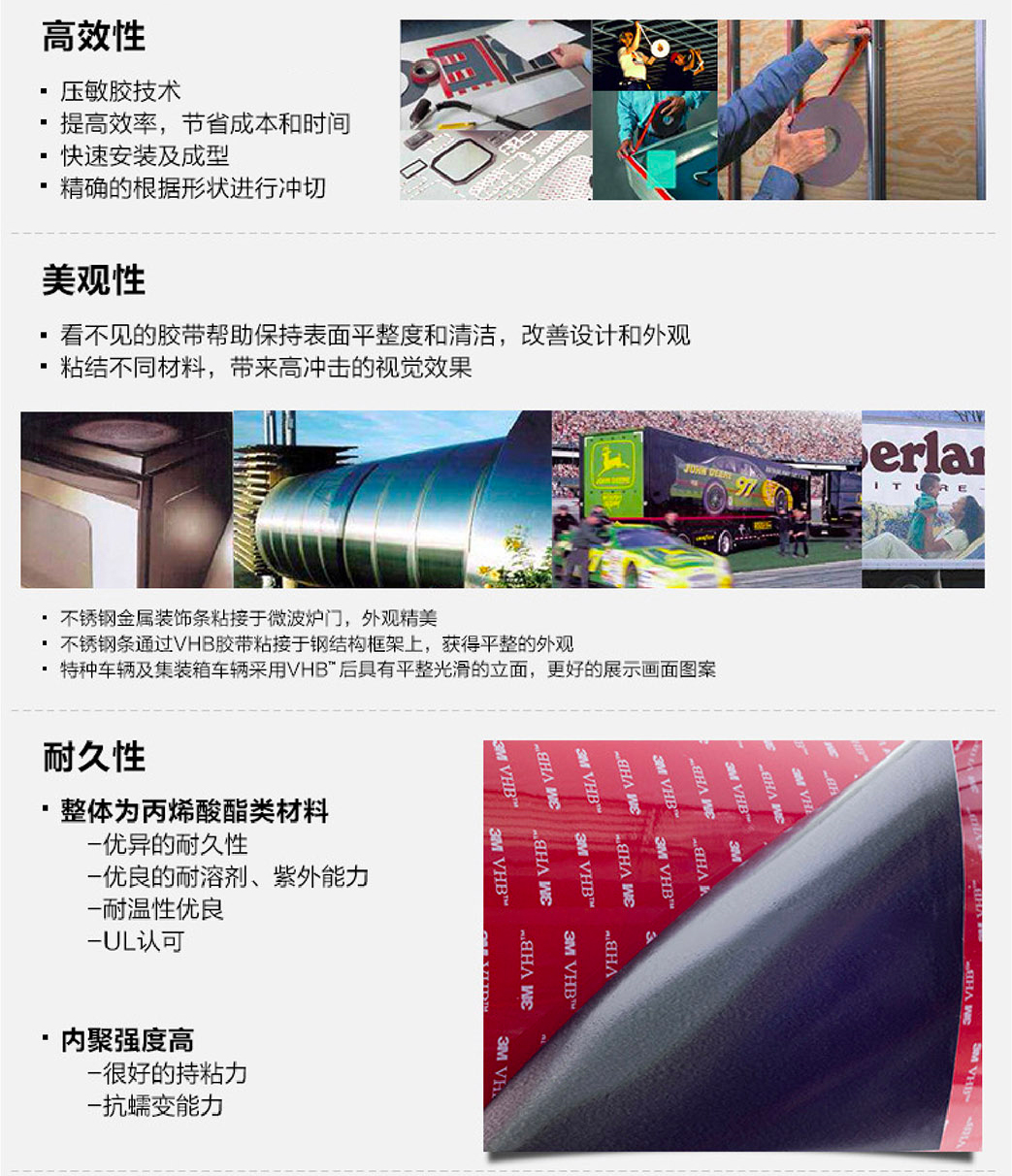 3M雙面膠S10VHB高強度防水耐熱雙面膠帶產品特點
